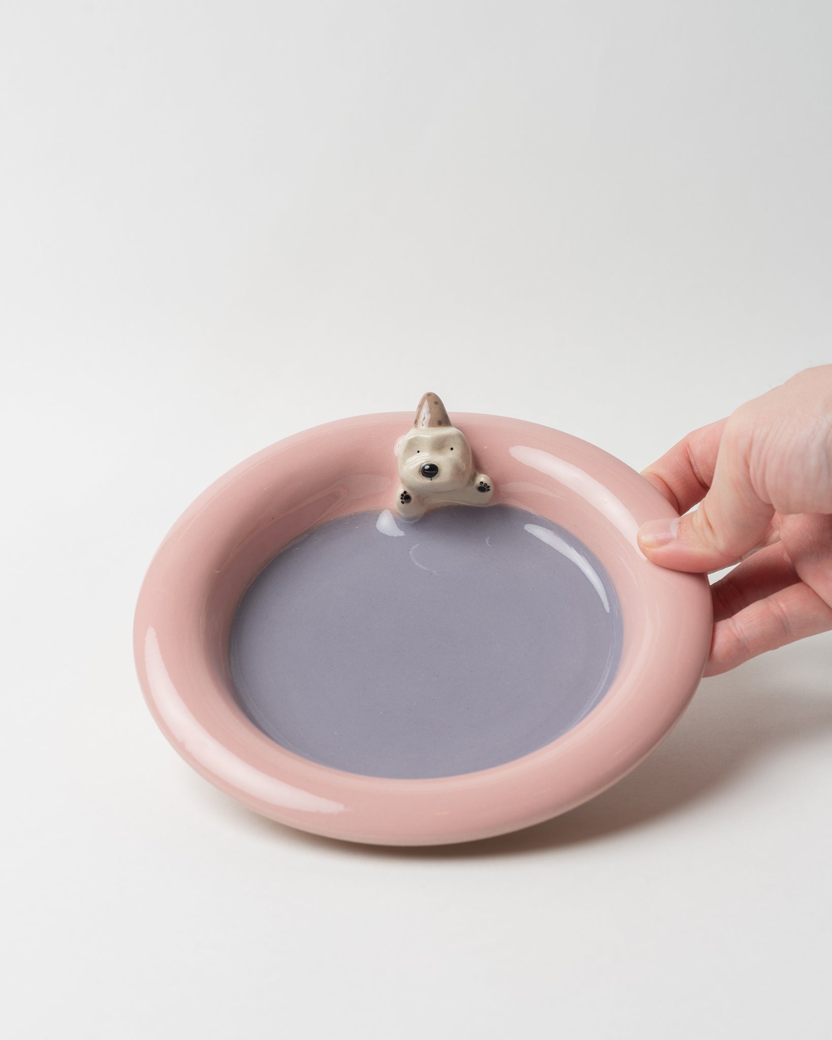 Pink Dog Figurine Plate