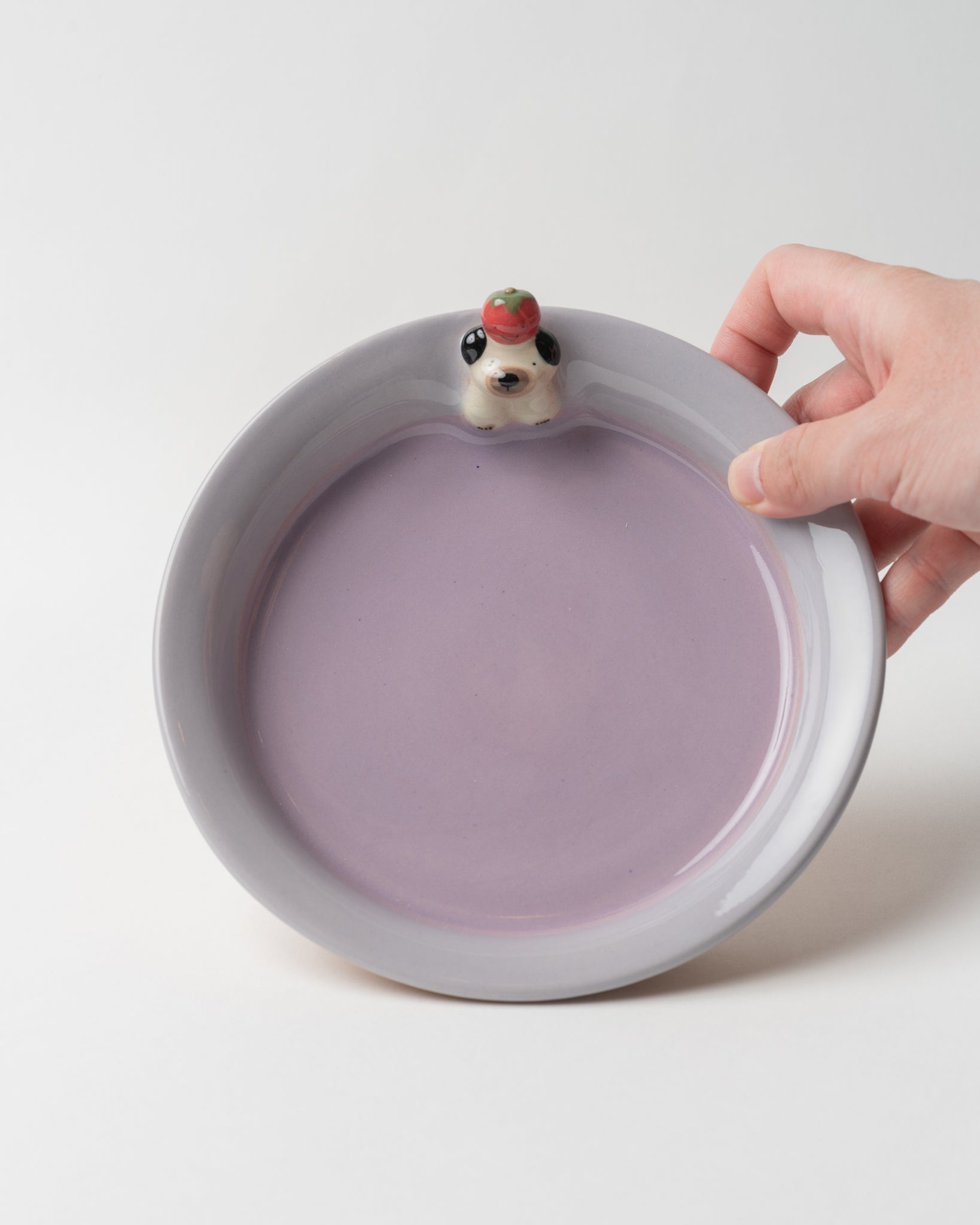 Purple Dog Figurine Plate